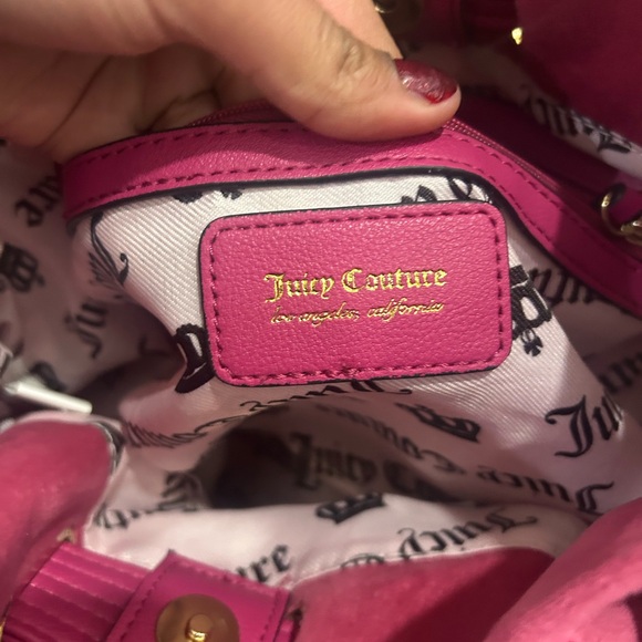 Juicy Couture Pink Velvet Tote Bag with Heart Logo - Picture 4 of 5